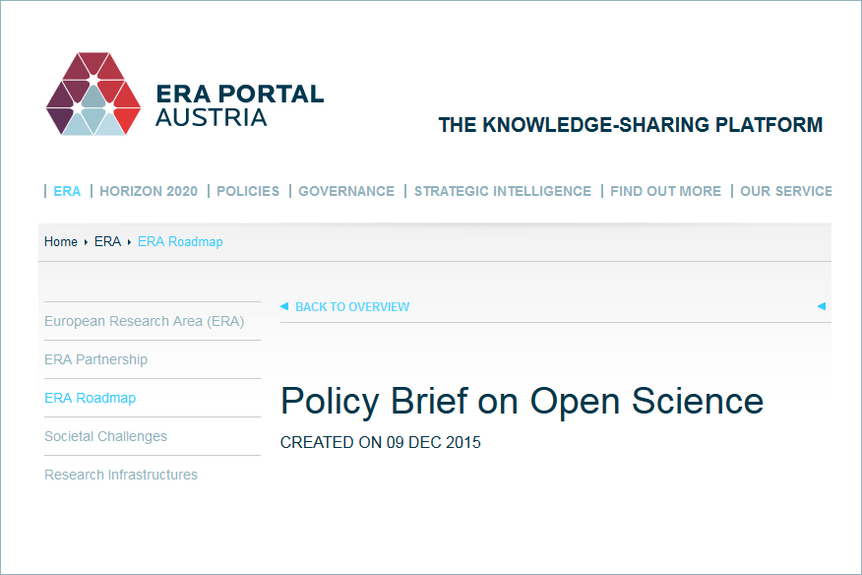 ERA Policy Brief on Open Science
